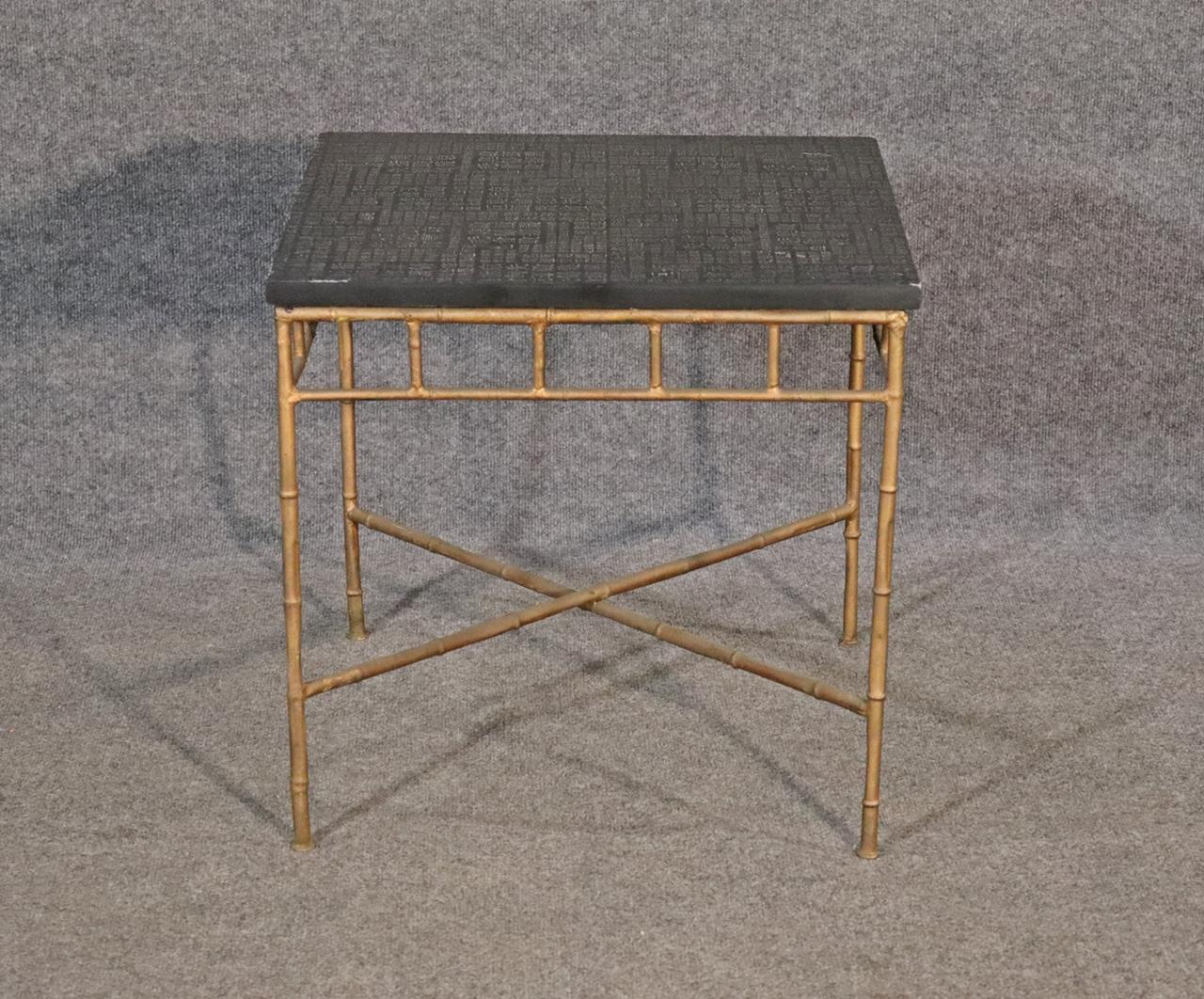 Unique Asian Character Tablet Top Faux Bamboo End Table