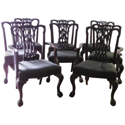 Set of Eight Chippendale Style Dining Chairs