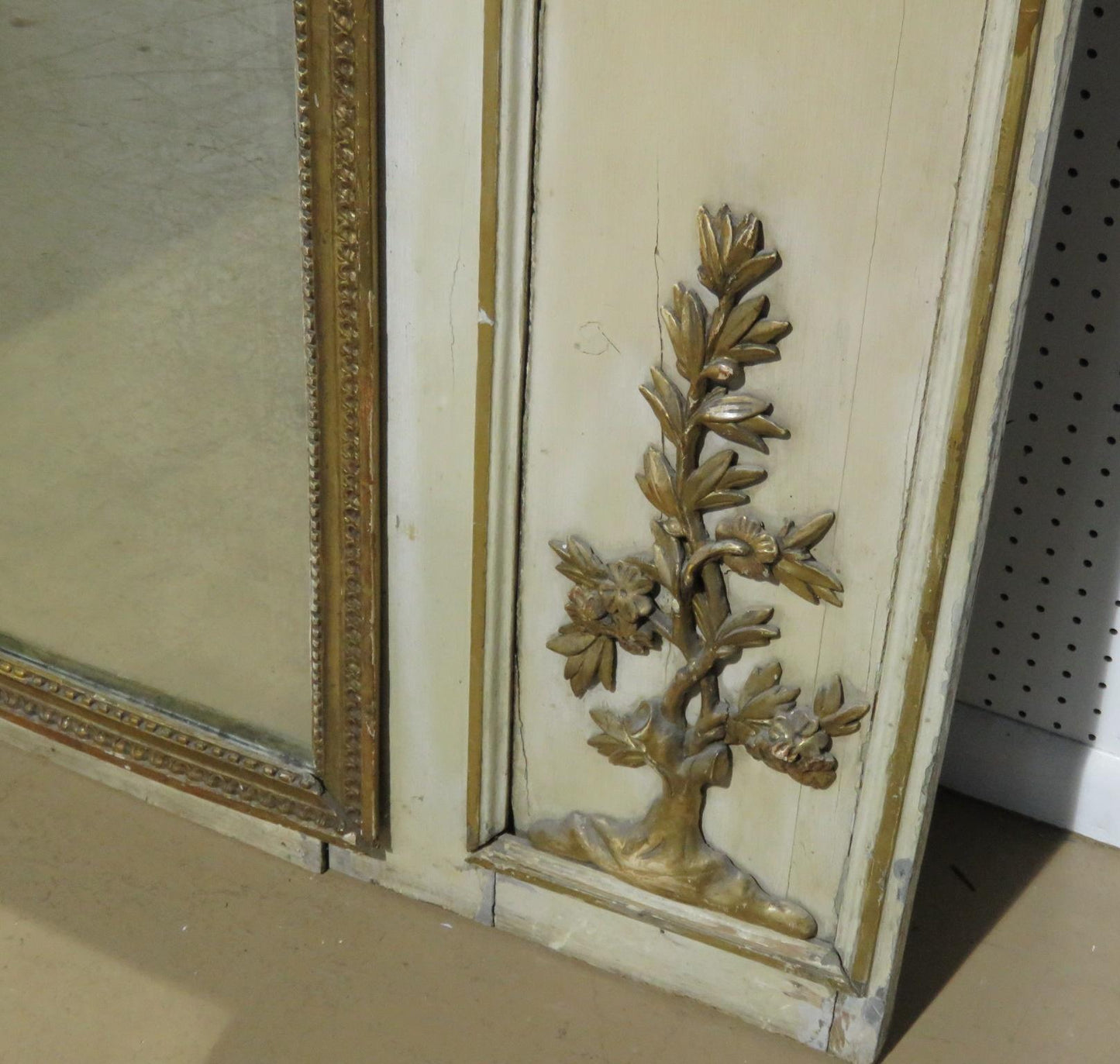 19th Century Antique Painted French Regency Style Trumeau Mirror