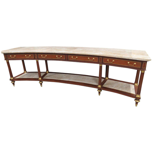 Monumental Curved Maison Jansen Louis XVI Reception Counter Console Table