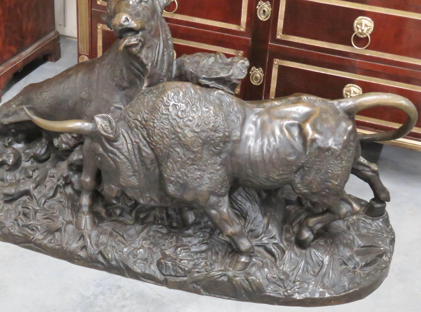 Clesinger Combat De Taureaux Bronze Bull Statue