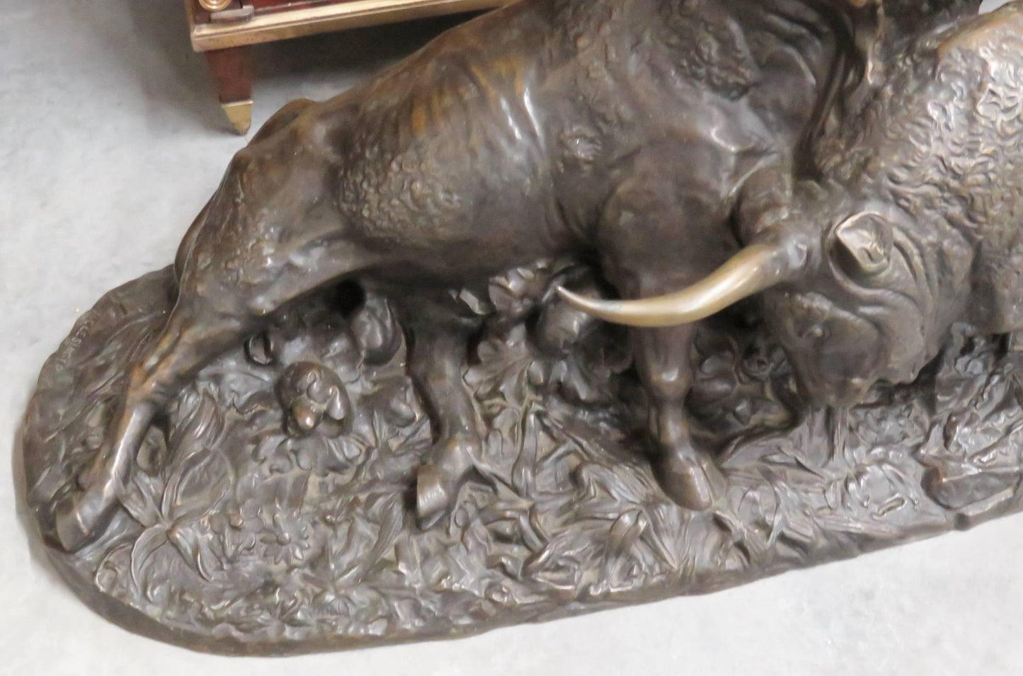 Clesinger Combat De Taureaux Bronze Bull Statue