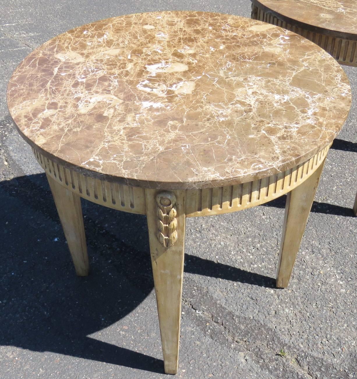 Pair of Directoire Style Marbletop Side Tables