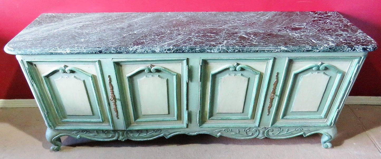 Large Louis XV Style Gustavian Style Marble-Top Sideboard