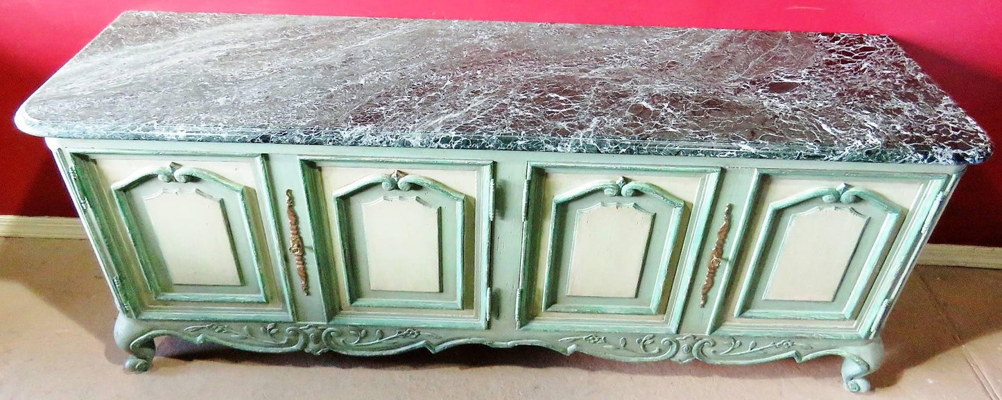 Large Louis XV Style Gustavian Style Marble-Top Sideboard