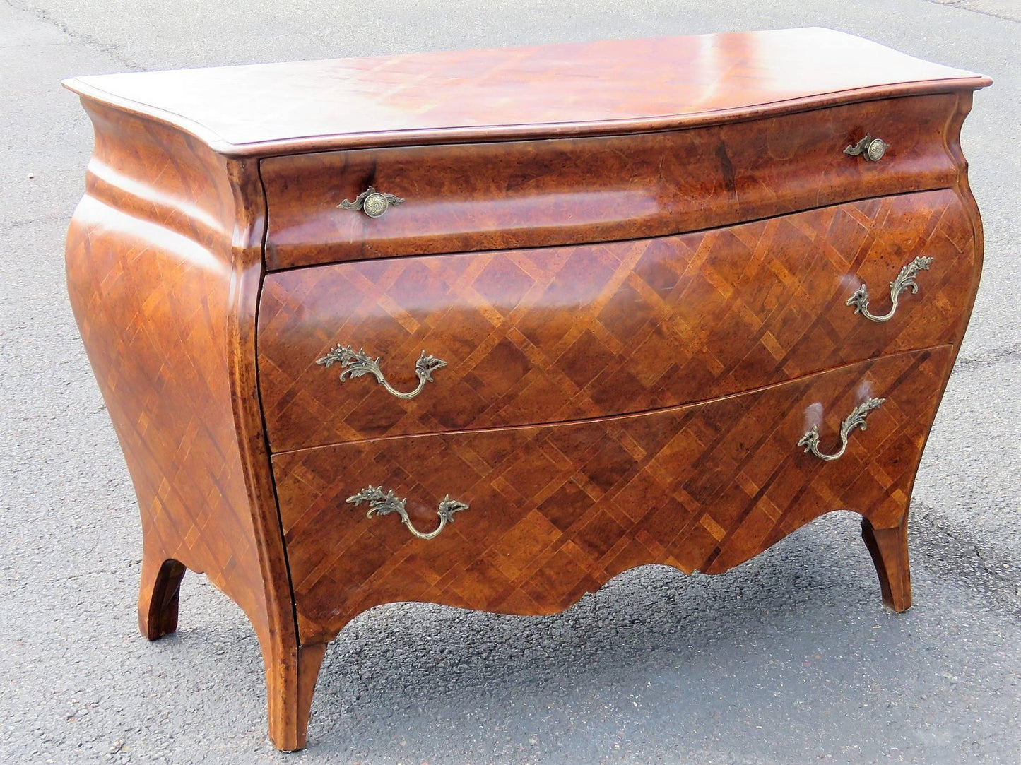 Italian Provincial Louis XV Style Marquetry Commode Buffet