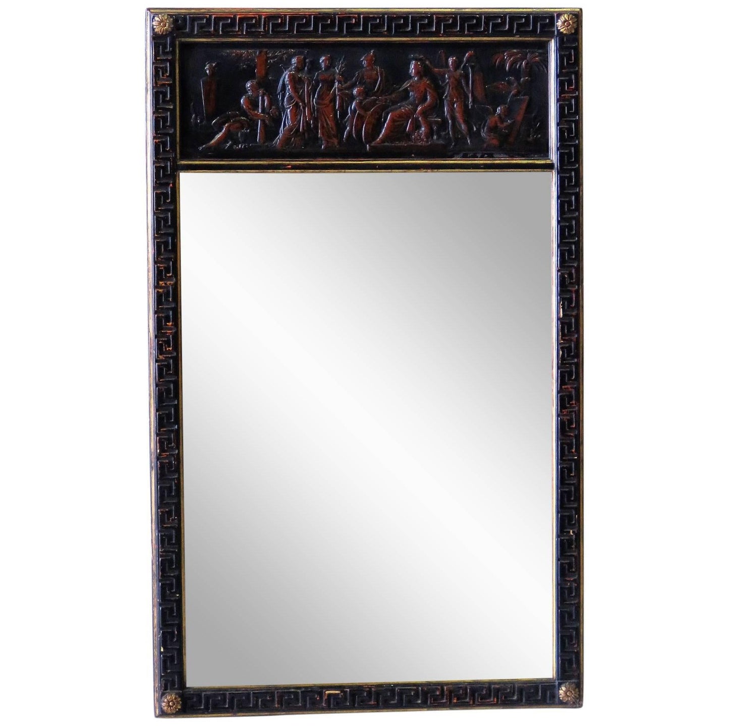 Neoclassical Borchese Ebonized and Gilt Mirror