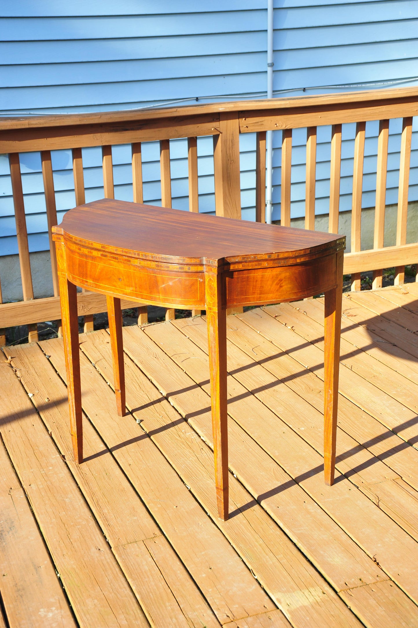 Period American New England Mahogany Sheraton Inlaid Card Games Table