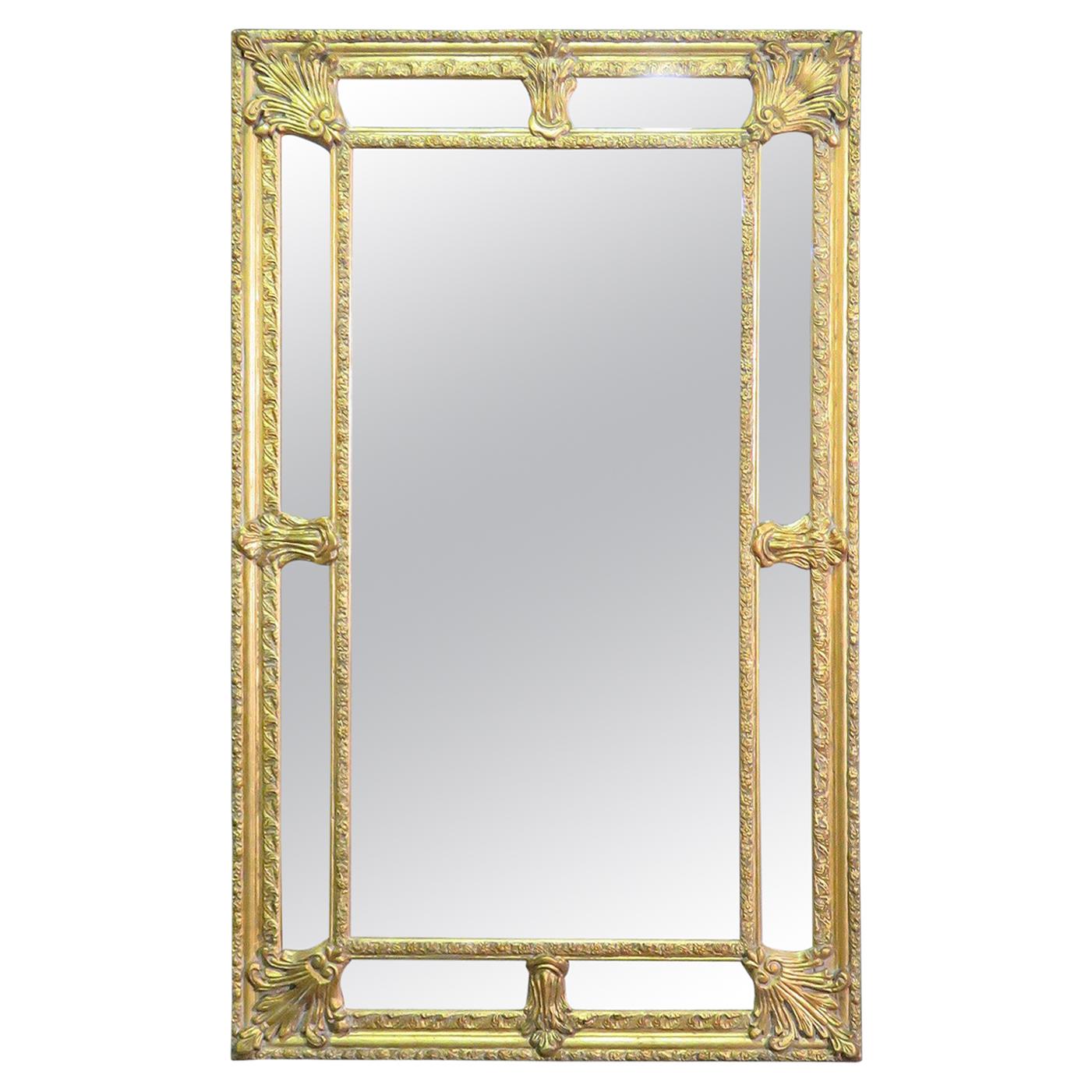 Monumental Gilded French Carved Louis XVI Glass Mirror