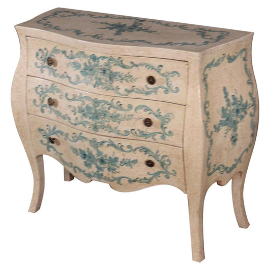 Veneitan Paint Decorated Bombe Commode Dresser