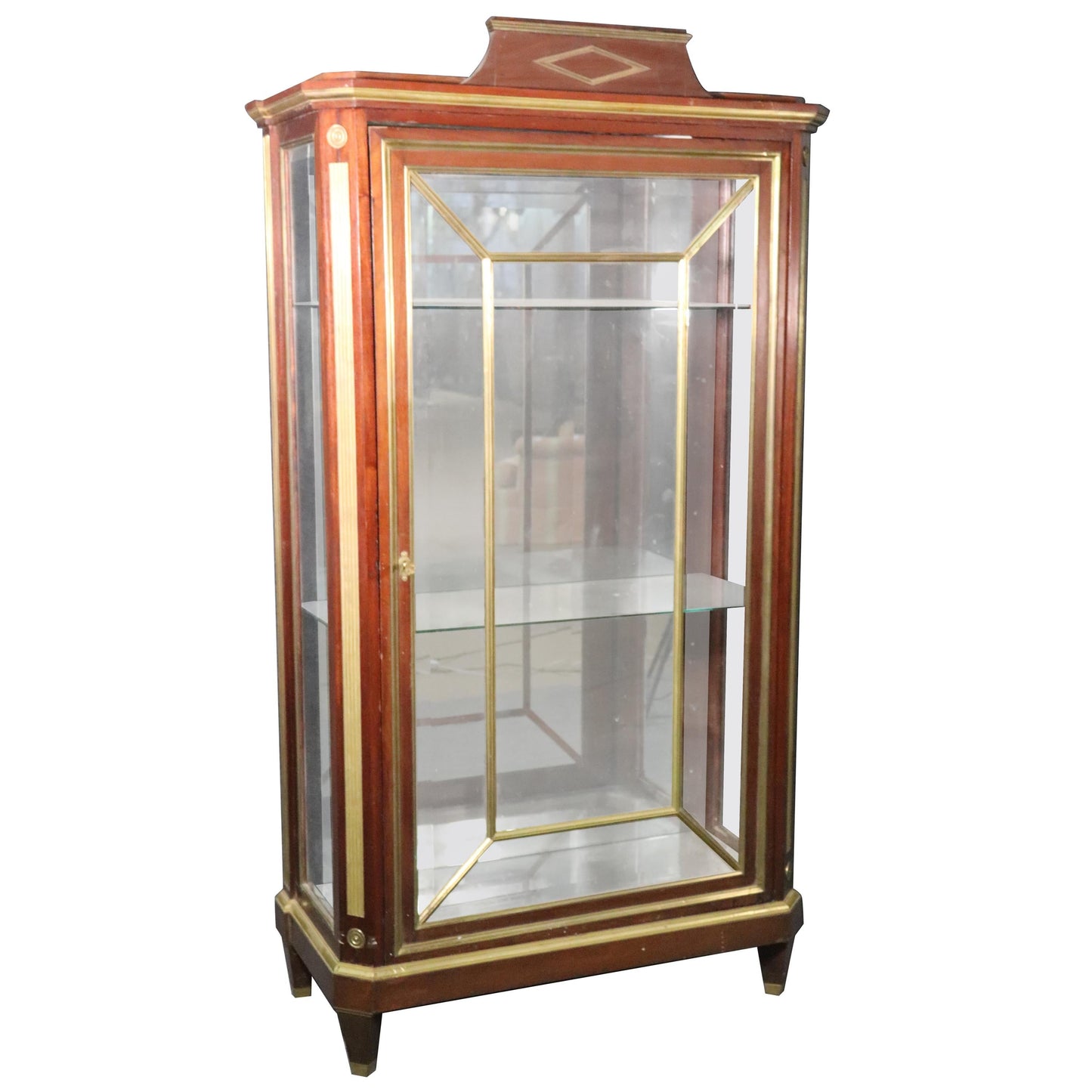 Russian Baltic Mahogany Bronze Trimmed Directoire Style China Cabinet Vitrine