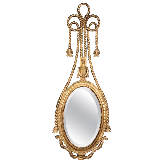 Gilded Italian Rope Tassle Wall Mirror, circa 1950