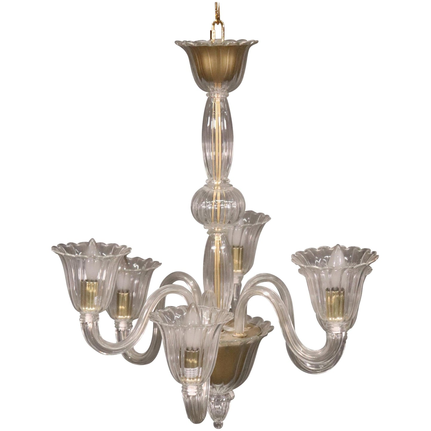 6-Arm Italian Murano Glass Chandelier