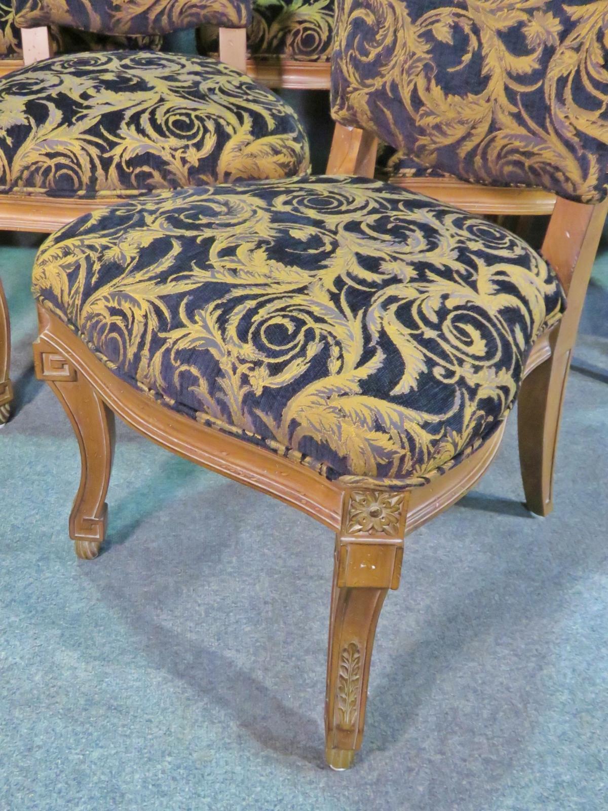 Set 10 Carved French Louis XV Dining Chairs Circa 1990