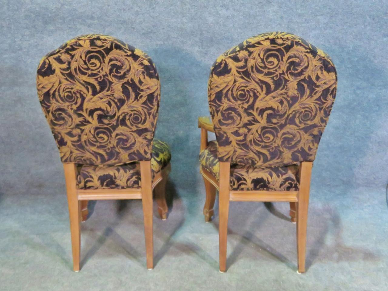 Set 10 Carved French Louis XV Dining Chairs Circa 1990