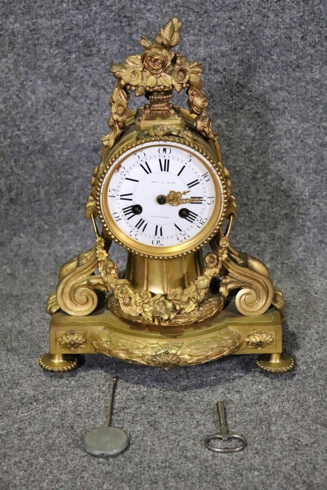 Beautiful French Bronze Antique Mantle Desk Clock