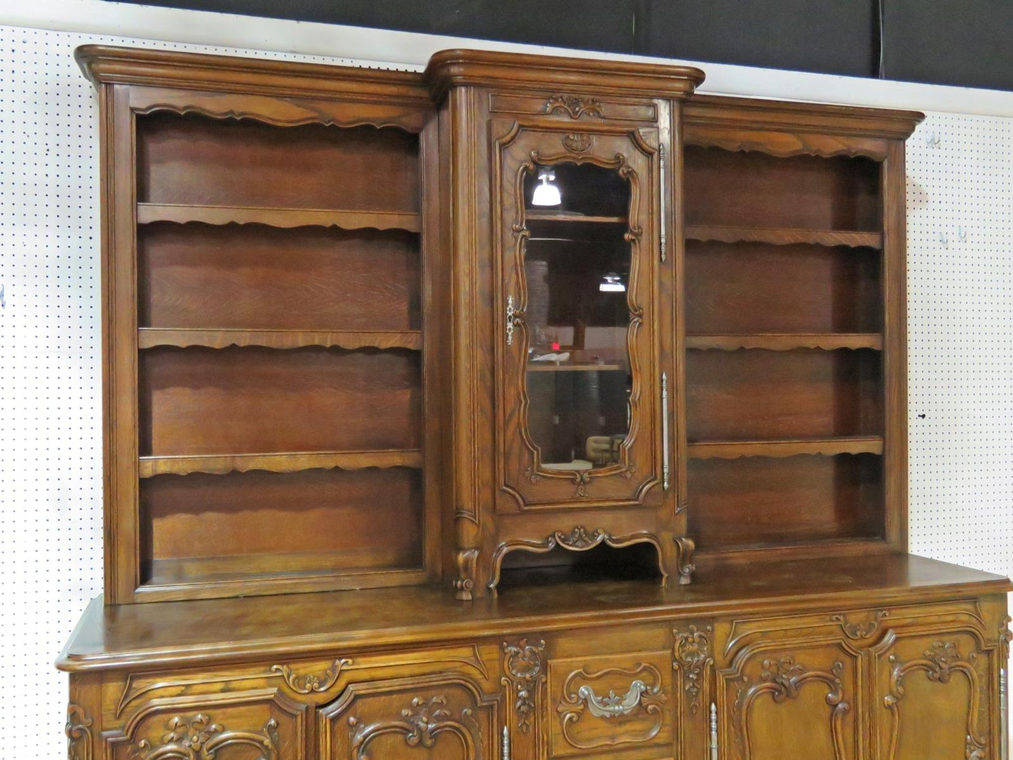 Large Unique Sold Walnut French Louis XV Carved China Cabinet Sideboard C1920