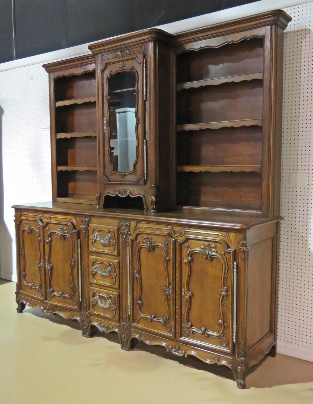 Large Unique Sold Walnut French Louis XV Carved China Cabinet Sideboard C1920