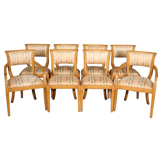 Set of 8 Blonde Mid-Century Modern Hollywood Regency Dining Chairs C1950s