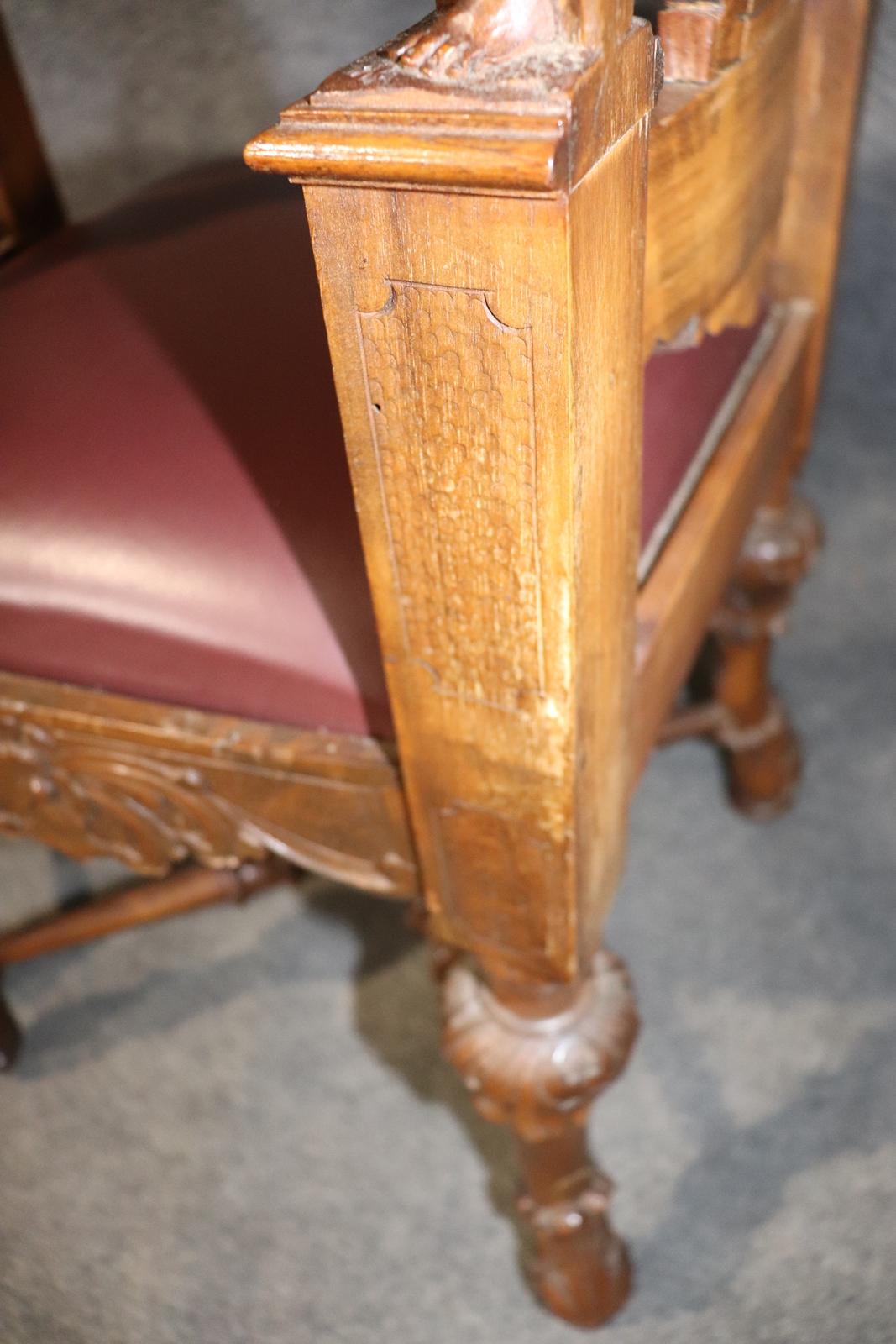 Pair of Figural Carved Walnut R.J. Horner Style Renaissance Chairs, circa 1880