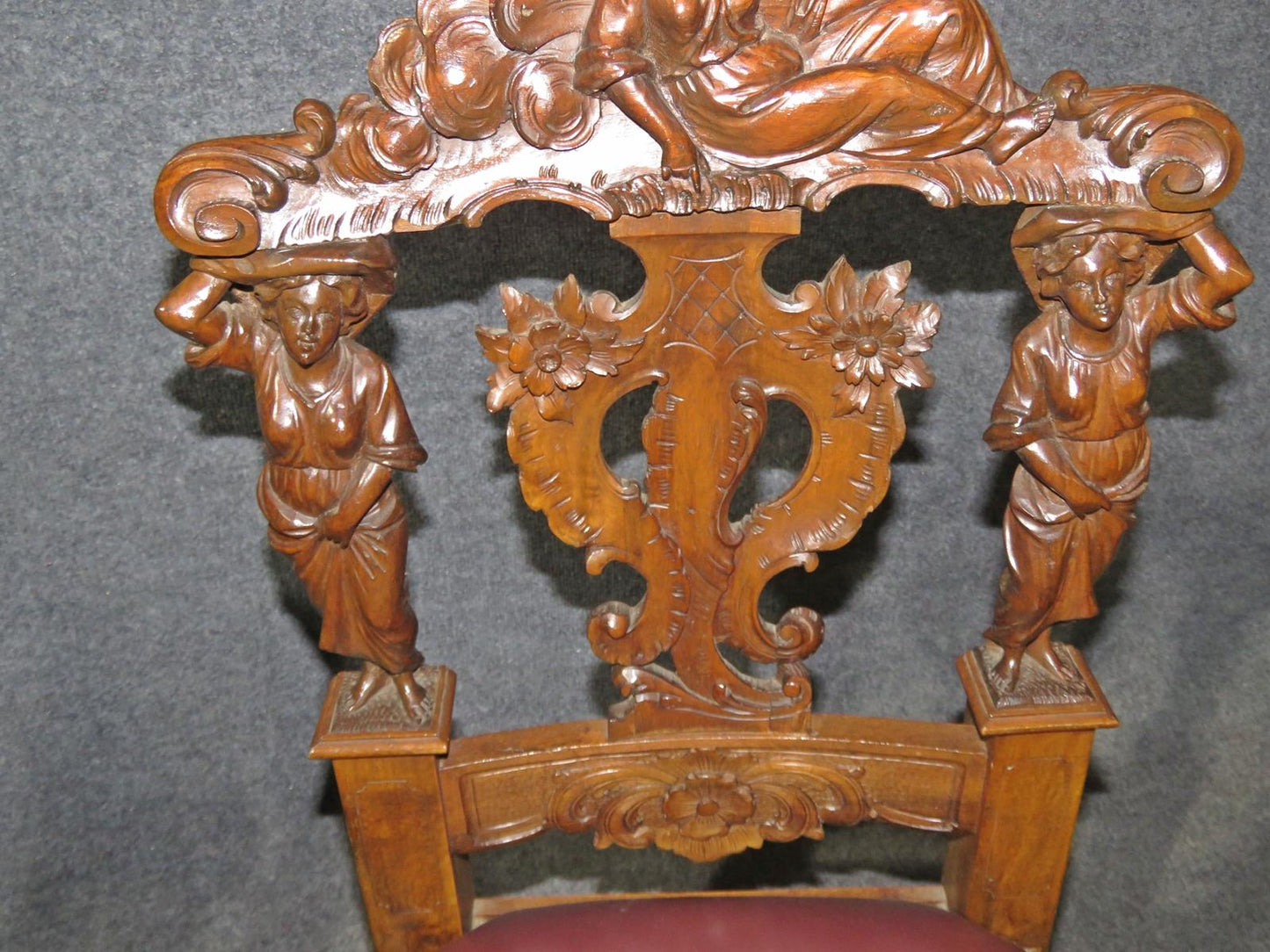 Pair of Figural Carved Walnut R.J. Horner Style Renaissance Chairs, circa 1880