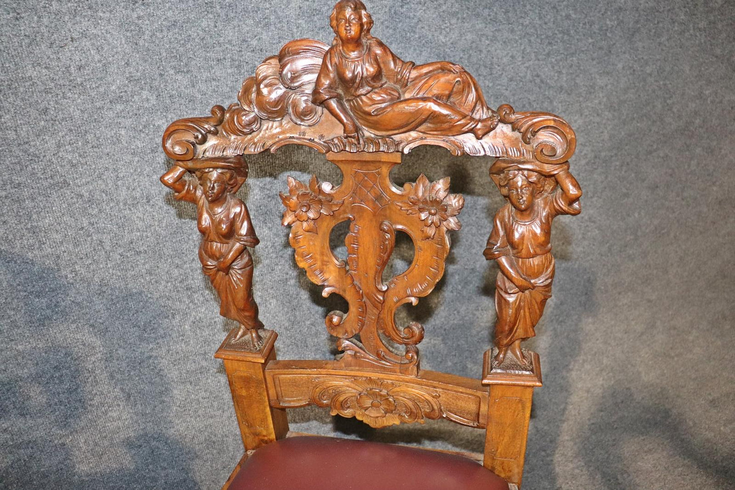 Pair of Figural Carved Walnut R.J. Horner Style Renaissance Chairs, circa 1880