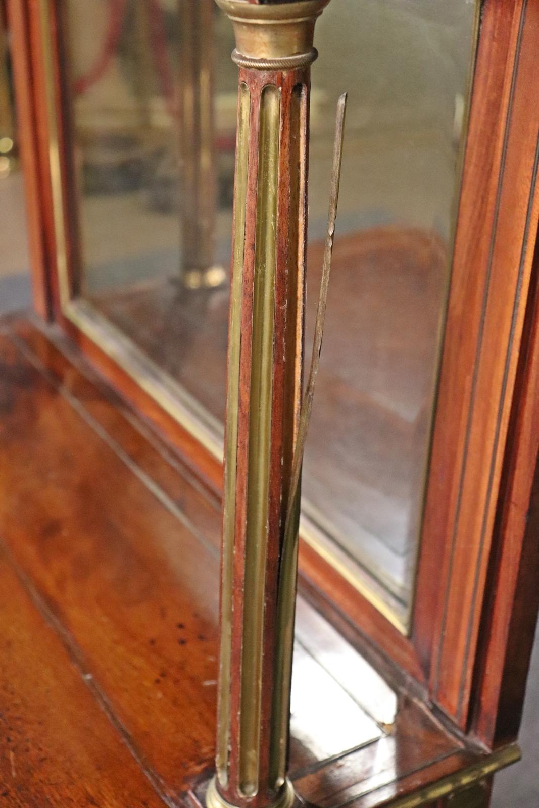 French Directoire Style Brass Trimmed Leather Top Vanity Desk, Circa 1890