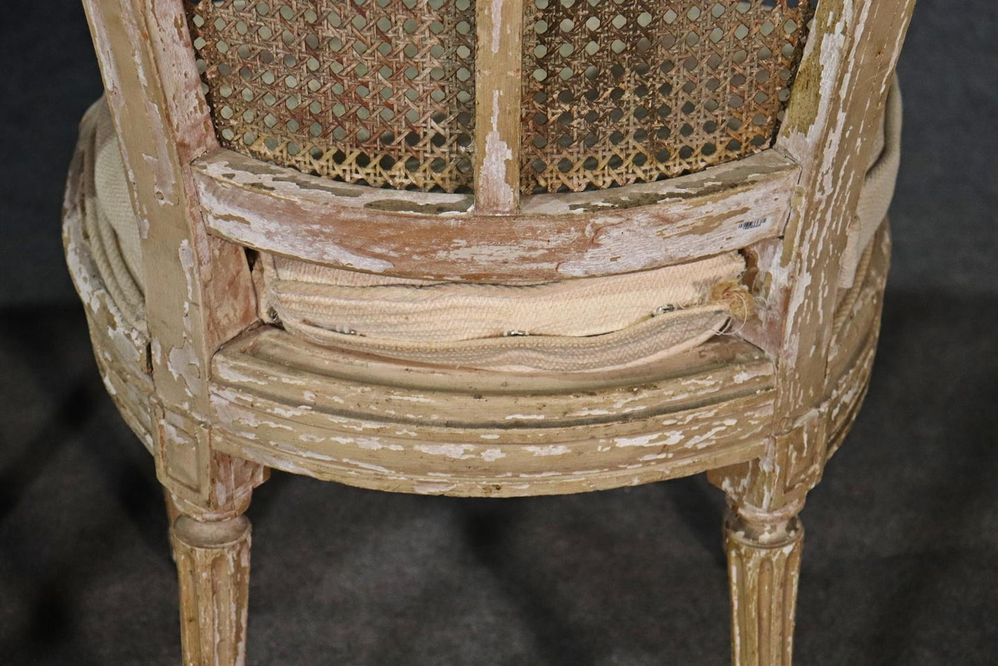 Pair of Antique Paint Decorated Cane Back French Louis XVI Chairs, Circa 1860s