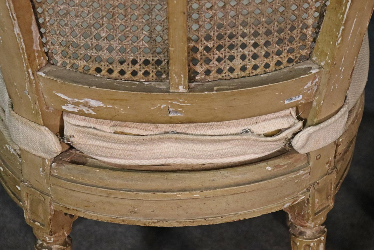 Pair of Antique Paint Decorated Cane Back French Louis XVI Chairs, Circa 1860s