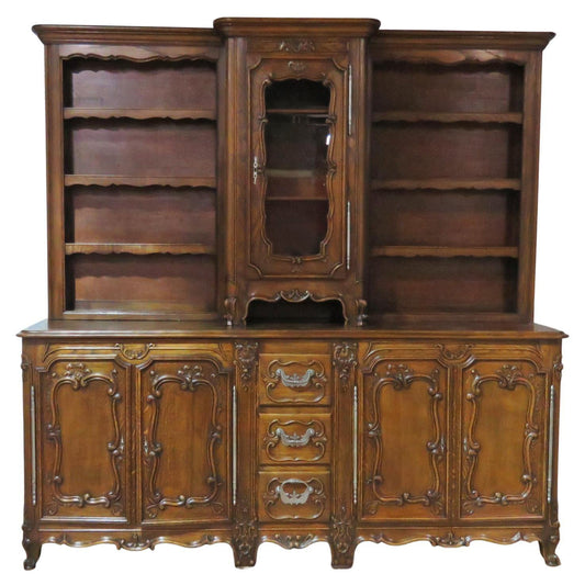 Large Unique Sold Walnut French Louis XV Carved China Cabinet Sideboard C1920