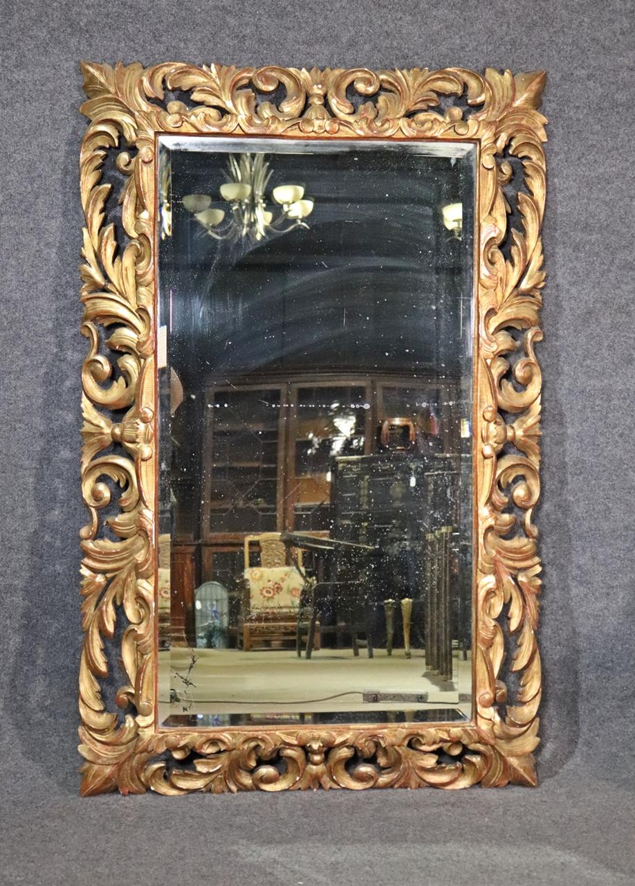 Antique Giltwood Florentine Italian Mirror, Circa 1890