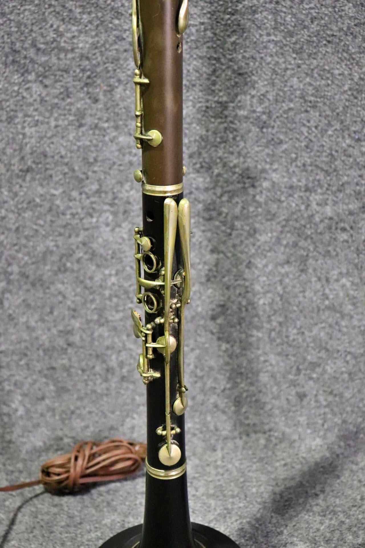 Unique Pair of Faux Rosewood Clarinet Form Table Lamps