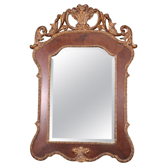 Fine Quality Maitland Smith Style Georgian Solid Mahogany Gilded Wall Mirror