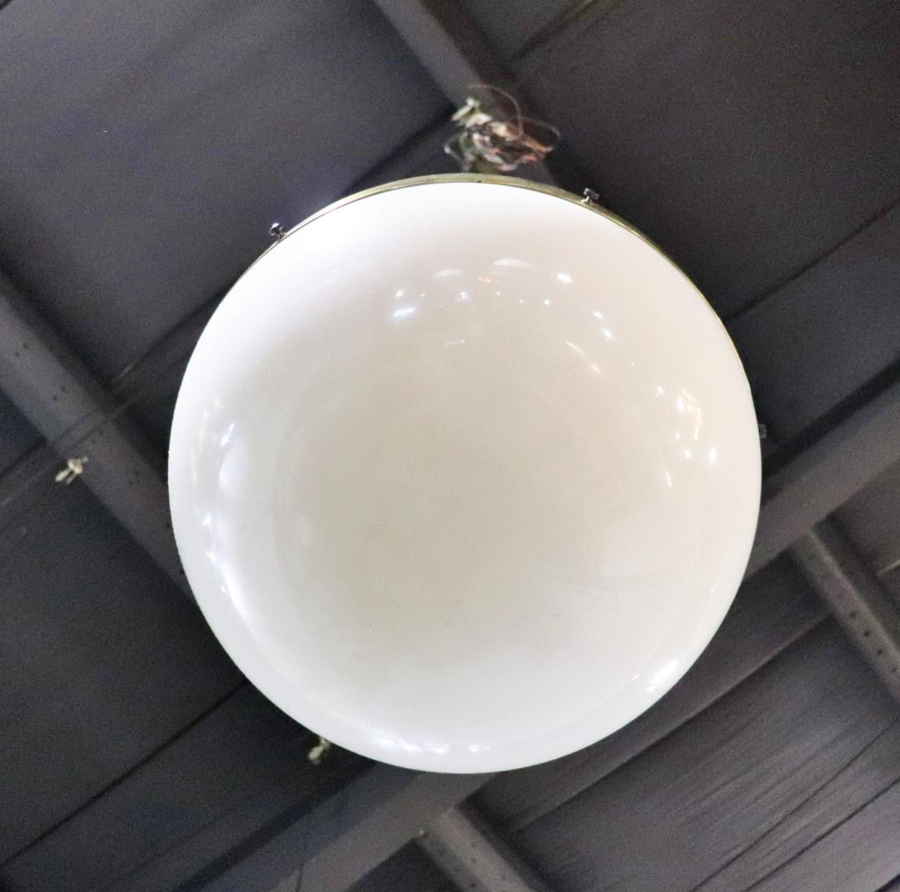 Spherical Glass Brass and Metal Mid Century Modern Chandelier Pendant Lamp