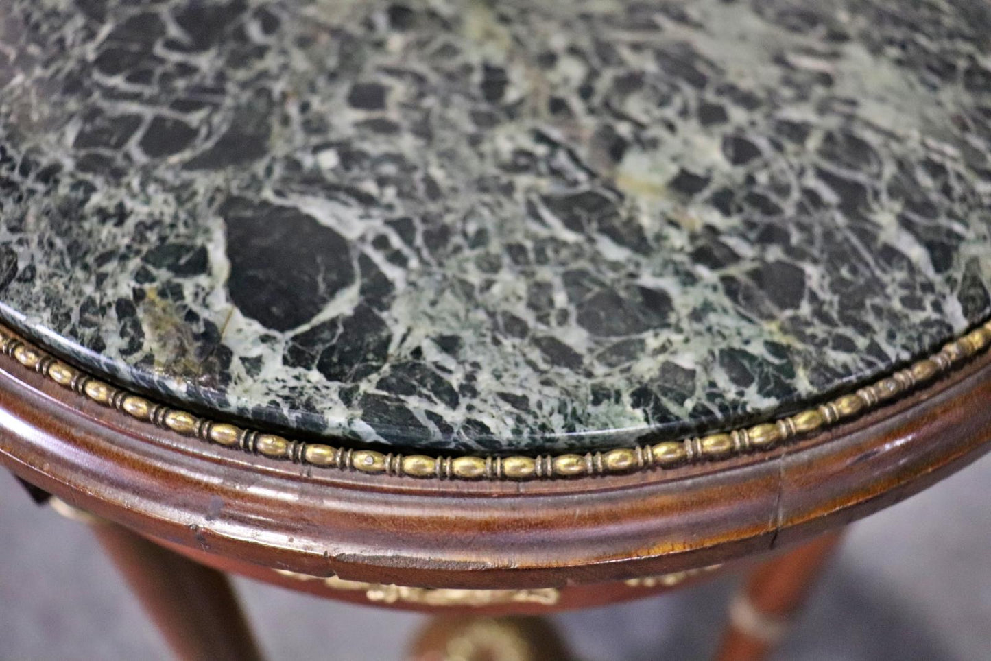 Antique Verdi Green Marble Top French Empire Pedestal End Table Circa 1870