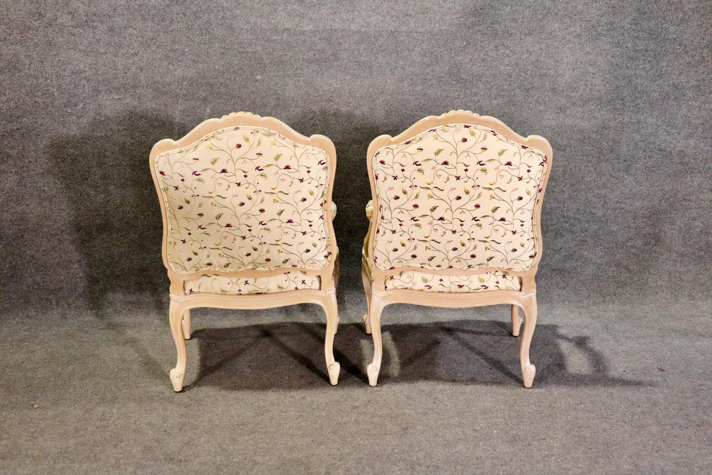 Pair Paint Decorated French Louis XV Style Armchairs