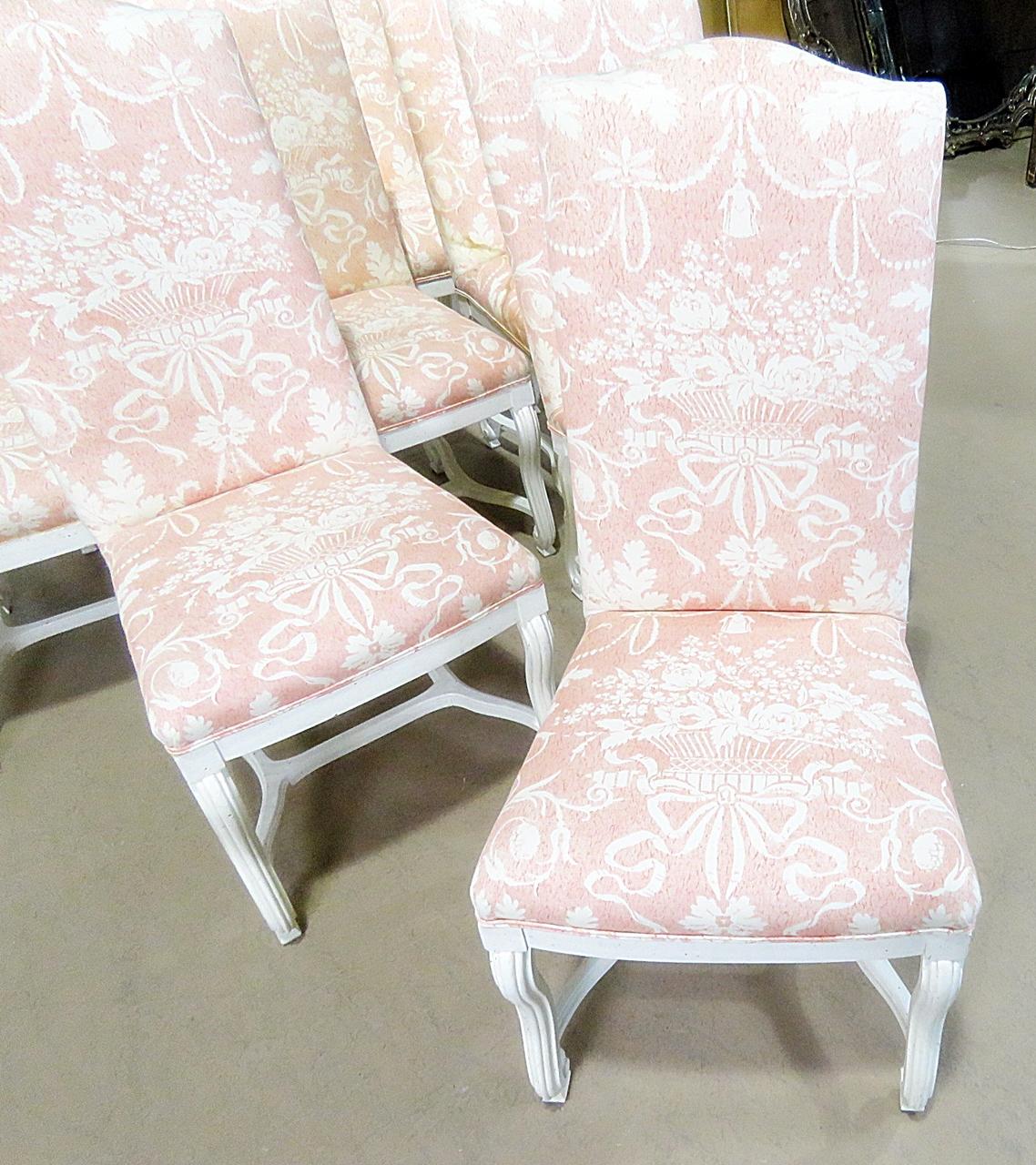 Set of 10 Distressed Painted French Mutton Leg Style Dining Side Chairs