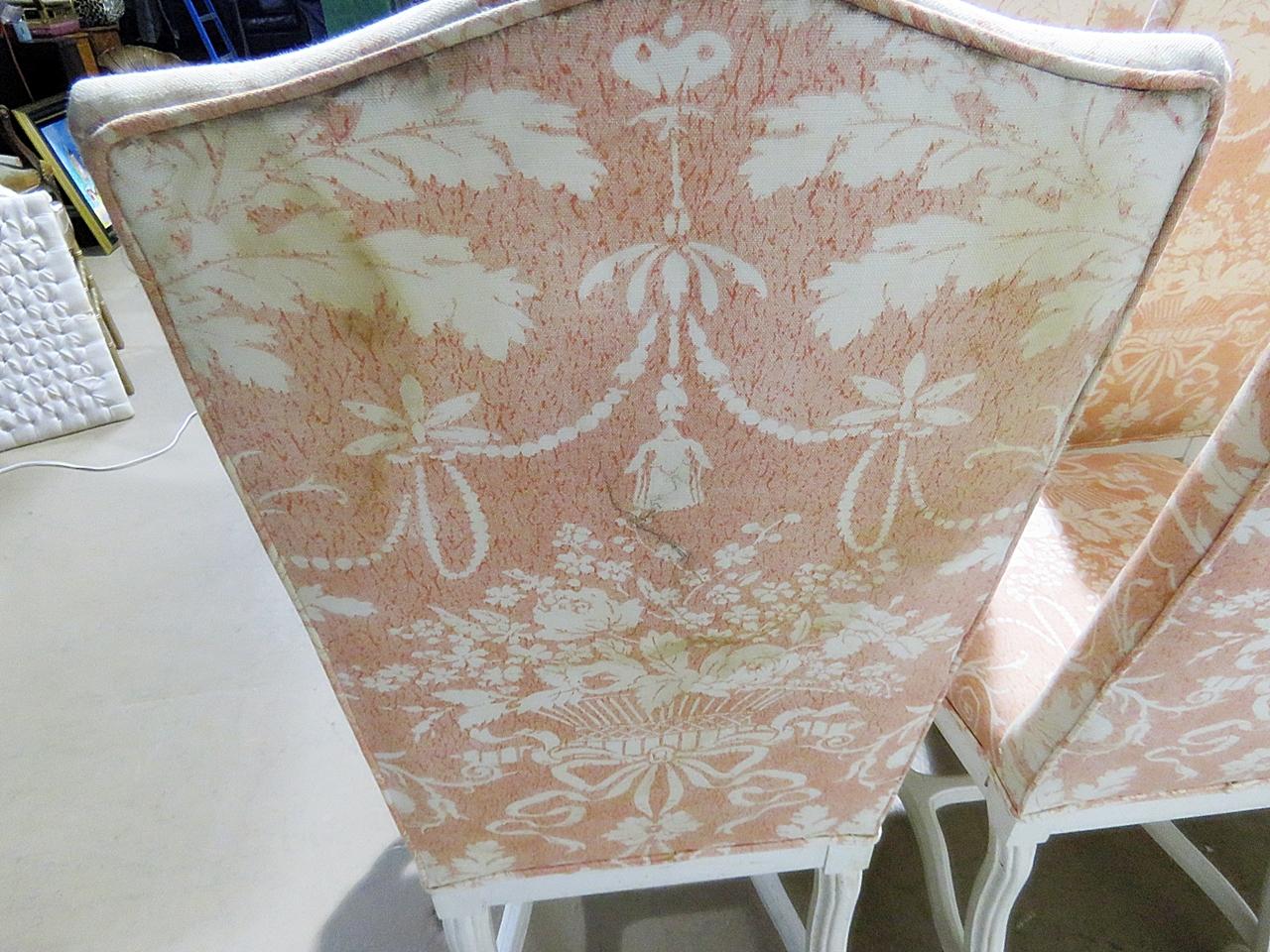 Set of 10 Distressed Painted French Mutton Leg Style Dining Side Chairs