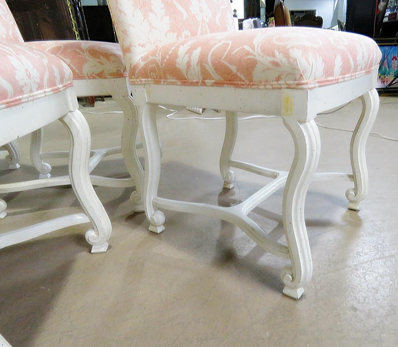 Set of 10 Distressed Painted French Mutton Leg Style Dining Side Chairs