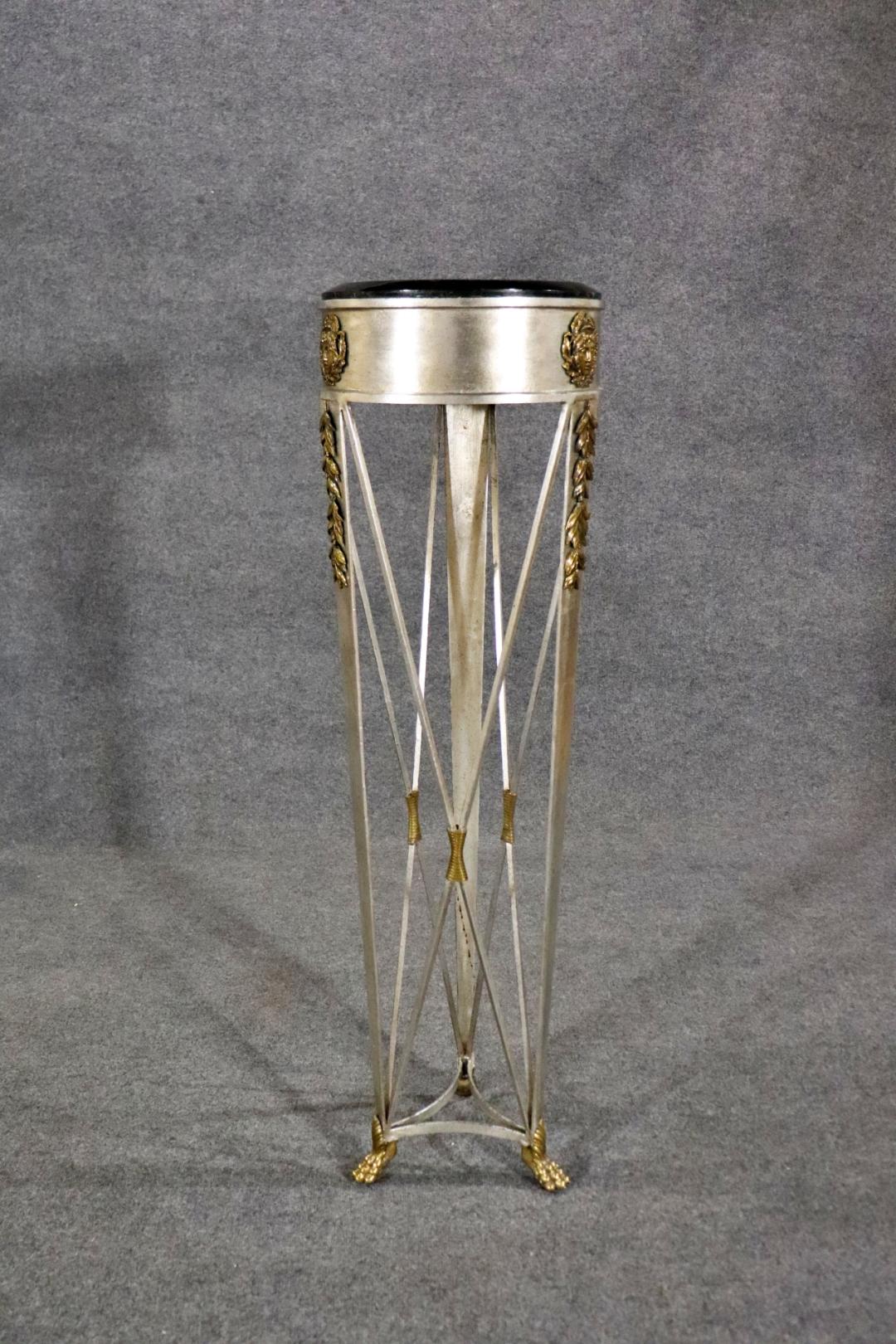 French Directoire Style Silver Leaf and Bronze Tall Pedestal