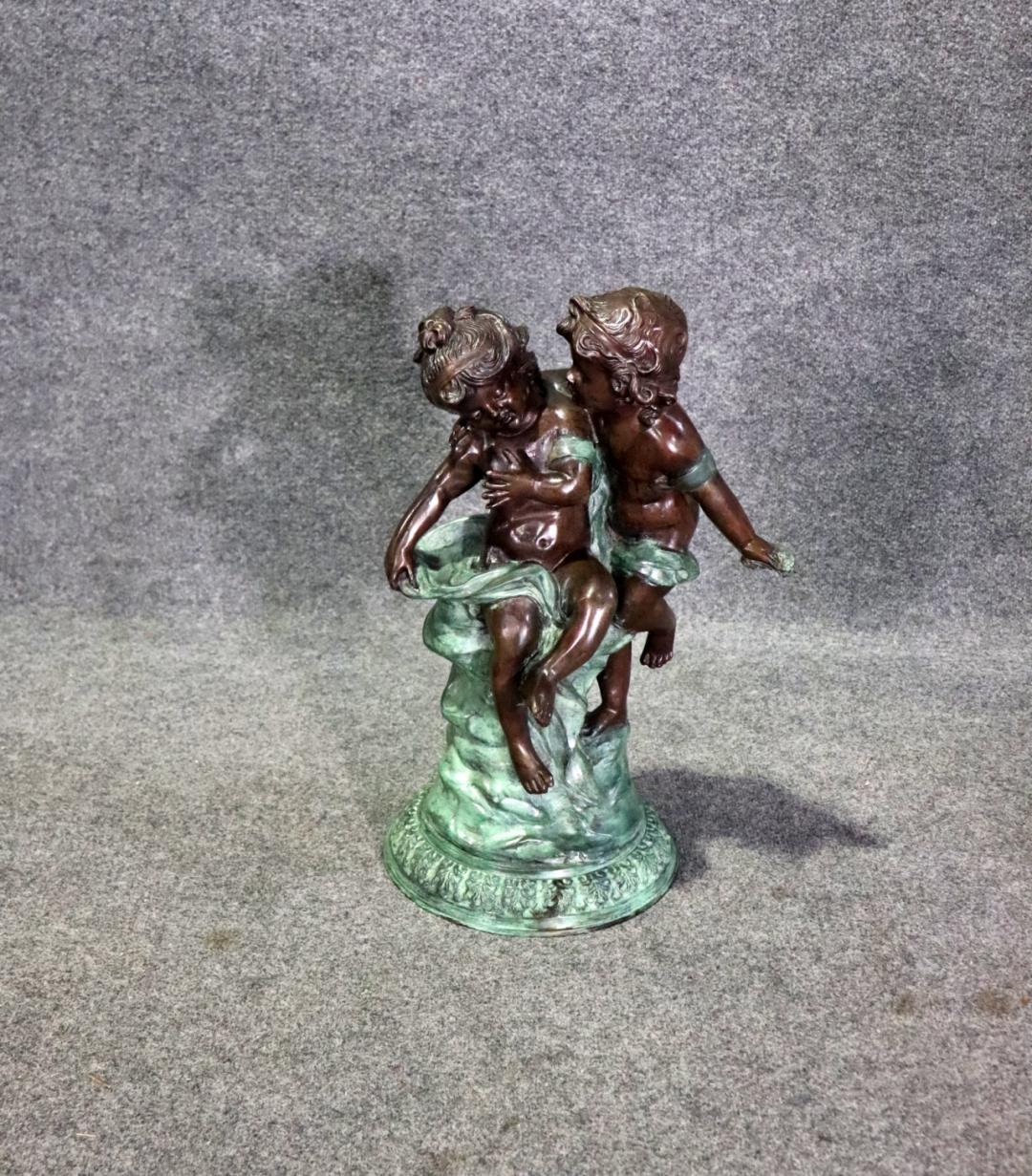 Beautiful Bronze Sculpture of a pair of Children Playing