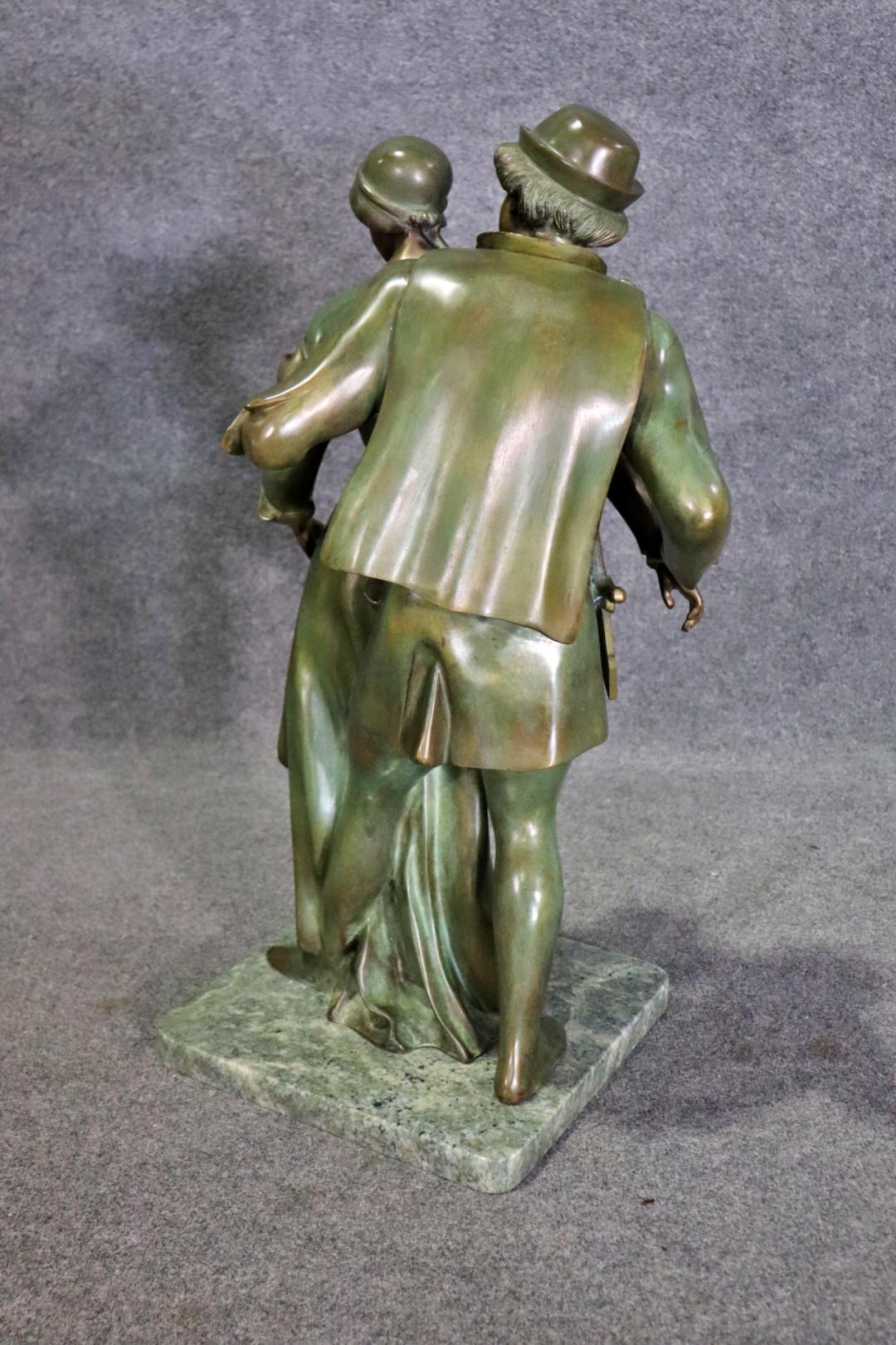 Stunning Signed "Nene" Verdigris Bronze Sculpture of a paair of Lovers