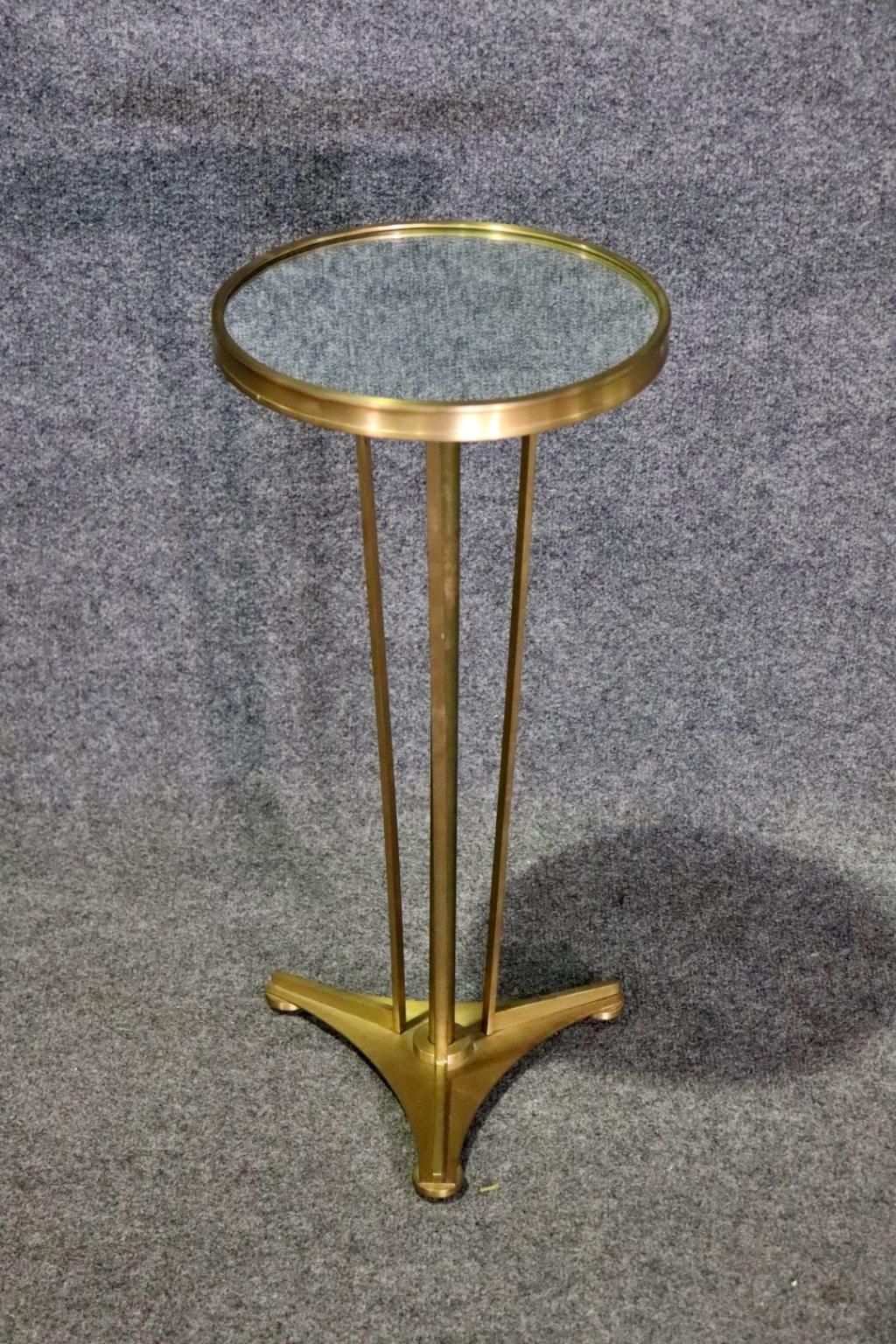 Small Mirror Top Brass Art Deco Style Gueridon End Table