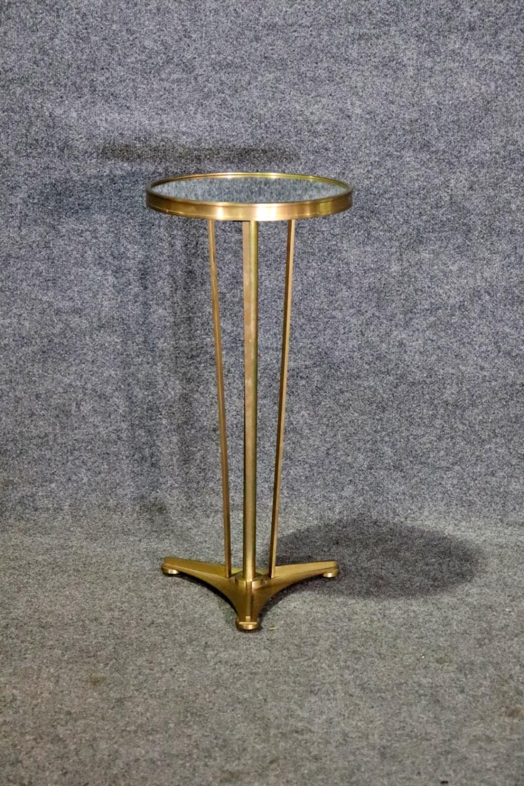 Small Mirror Top Brass Art Deco Style Gueridon End Table