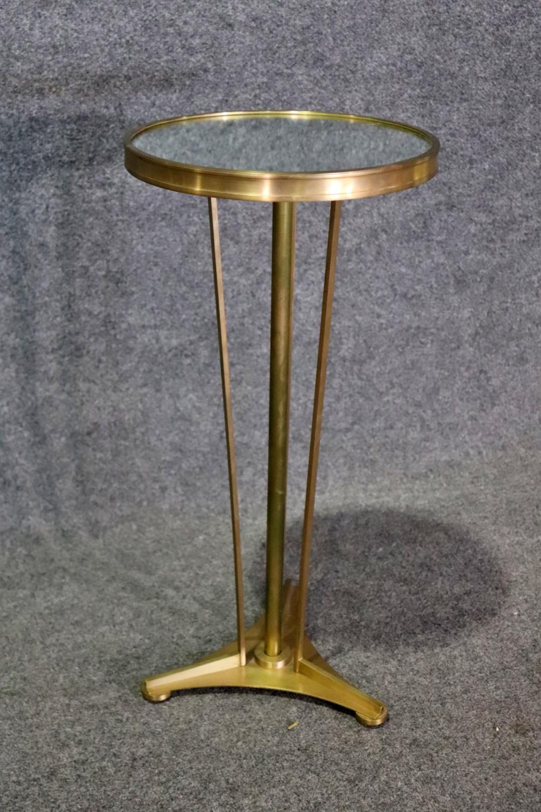 Small Mirror Top Brass Art Deco Style Gueridon End Table