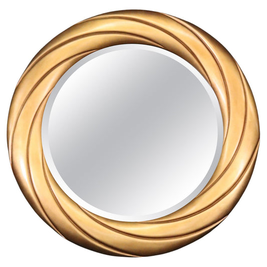 Unique Large Beveled Circular Wall Mirror in Gold