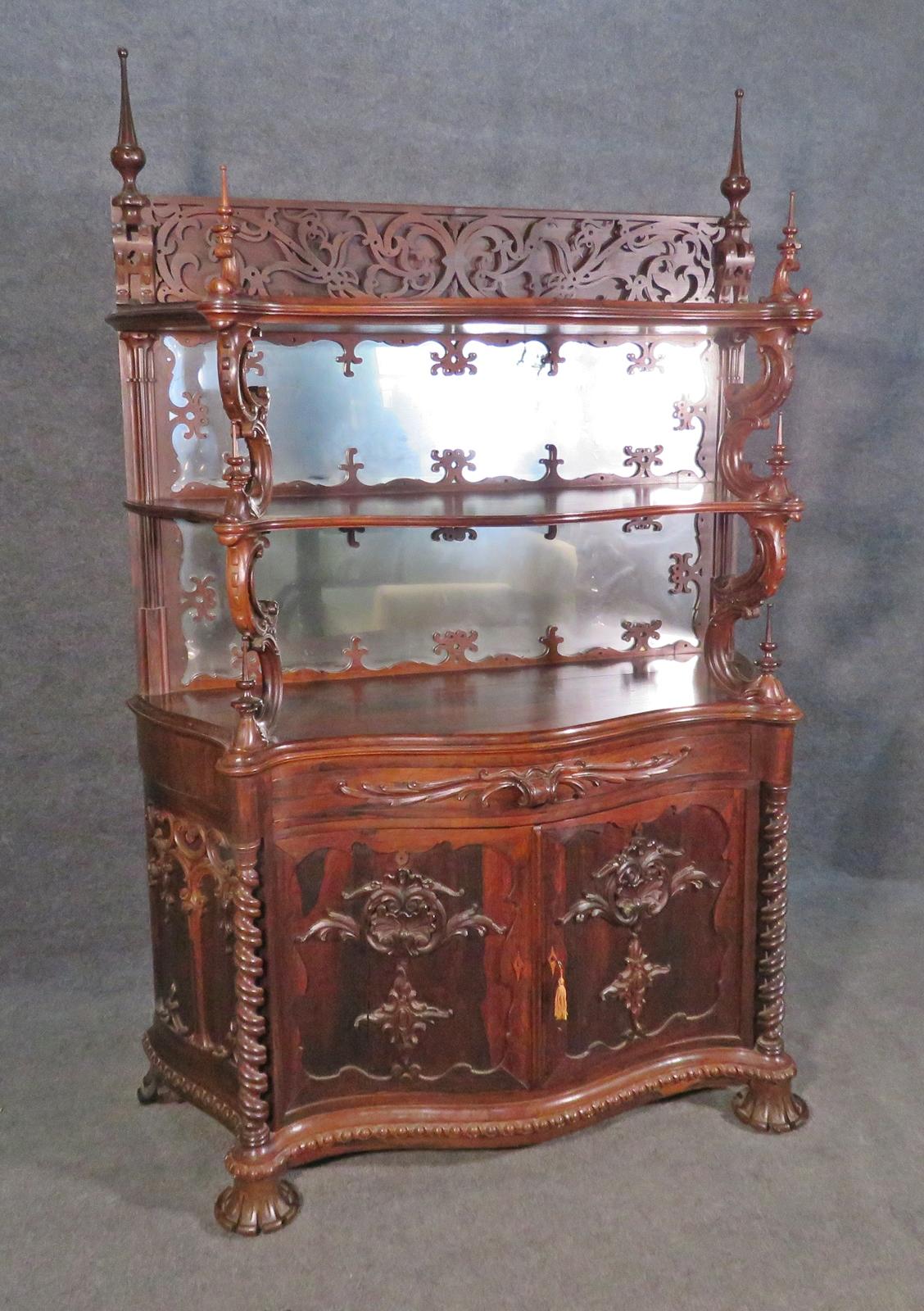 Rare Rosewood American Victorian Etagere Attributed to Alexander Roux C1860s