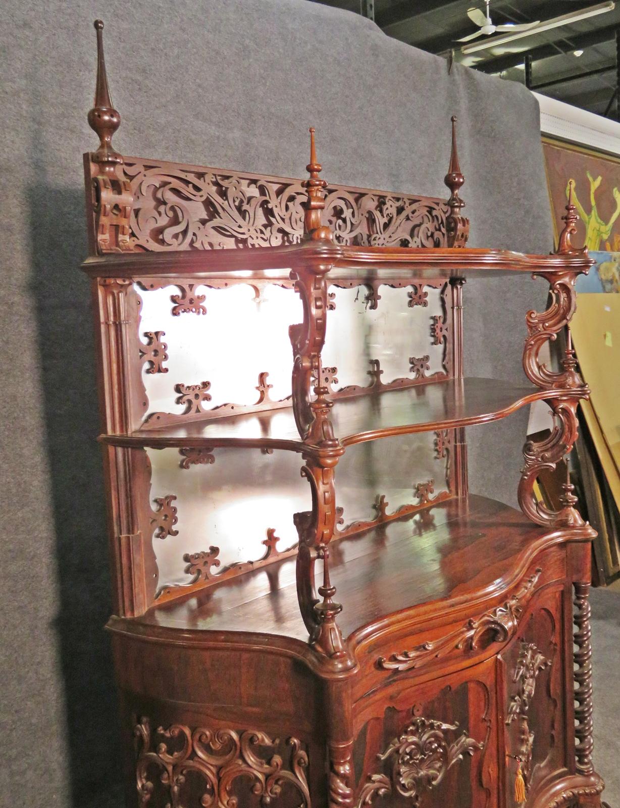 Rare Rosewood American Victorian Etagere Attributed to Alexander Roux C1860s