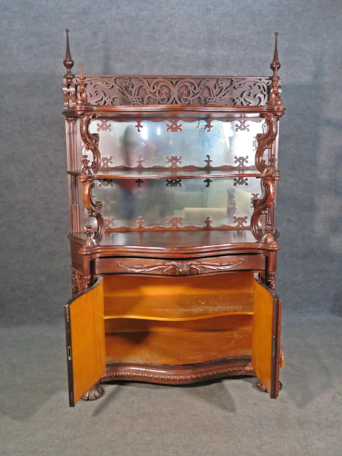 Rare Rosewood American Victorian Etagere Attributed to Alexander Roux C1860s