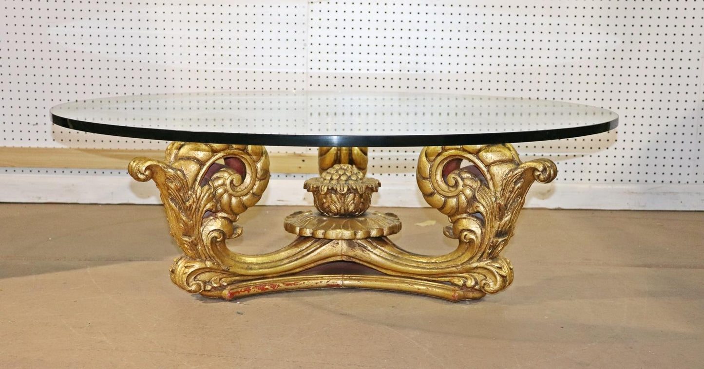 Gilded Fine Quality Carved Louis XV Style Round Coffee Table